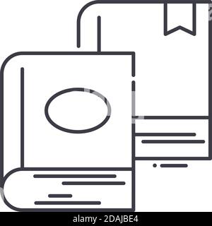 Bücher Symbol, lineare isolierte Illustration, dünne Linie Vektor, Web-Design-Zeichen, Kontur Konzept Symbol mit editierbaren Kontur auf weißem Hintergrund. Stock Vektor