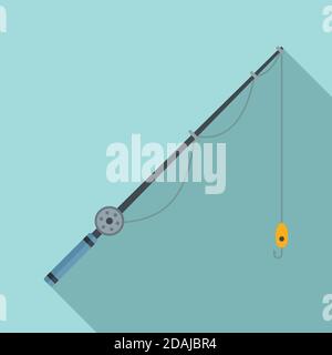 Angelrute Instrument Icon, flache Stil Stock Vektor