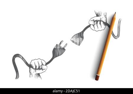 404 Fehlerseite nicht gefunden Konzept. Von Hand gezeichneter isolierter Vektor. Stock Vektor