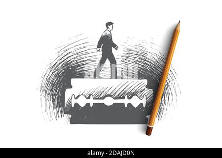 Gefahrenkonzept. Von Hand gezeichneter isolierter Vektor. Stock Vektor