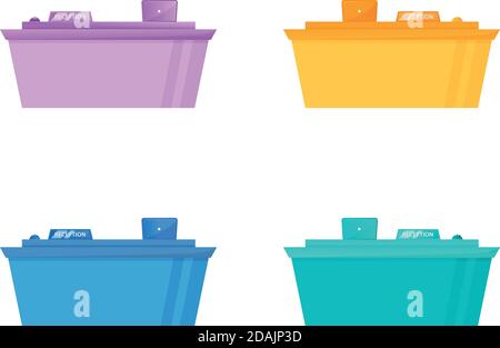 Bunte Rezeption Schreibtisch flache Farbe Vektor Objekt gesetzt Stock Vektor