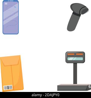 Paket Tracking Flat Object Set Stock Vektor
