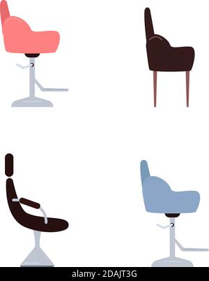 Kundensitz flache Farbe Vektor-Objekte gesetzt Stock Vektor