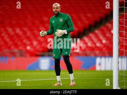 WEMBLEY, Vereinigtes Königreich, NOVEMBER 12: Torwart Darren Randolph (West Ham United) der Republik Irland beim Vorspiel-Warm-up während der Interna Stockfoto