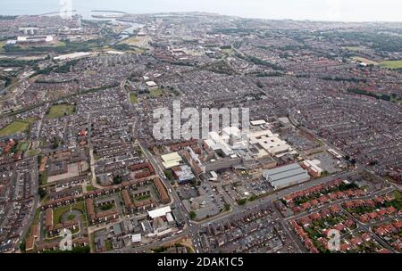 Luftaufnahme des Sunderland Royal Hospital (ein allgemeines Krankenhaus), Tyne & Wear Stockfoto