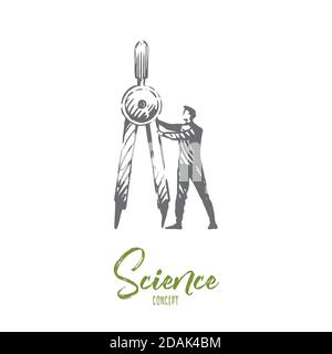 Wissenschaft, Bildung, Grafik, Technologie, Mathematik Konzept. Von Hand gezeichneter isolierter Vektor. Stock Vektor