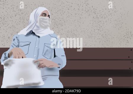 Diversity Illustration mit einer muslimischen Frau. Stockfoto