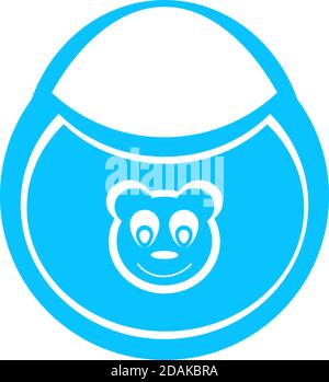 Lätzchen mit dem Bild von Bären Symbol flach. Blaues Piktogramm auf weißem Hintergrund. Symbol für Vektorgrafik Stock Vektor