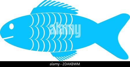 Fischsymbol flach. Blaues Piktogramm auf weißem Hintergrund. Symbol für Vektorgrafik Stock Vektor