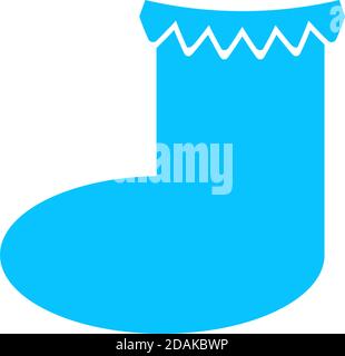 Weihnachten Socke Symbol flach. Blaues Piktogramm auf weißem Hintergrund. Symbol für Vektorgrafik Stock Vektor