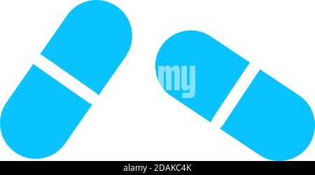 Pille-Symbol flach. Blaues Piktogramm auf weißem Hintergrund. Symbol für Vektorgrafik Stock Vektor