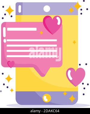 Soziale Medien, Smartphone-Nachricht sms und Texting in Cartoon-Stil Vektor-Illustration Stock Vektor