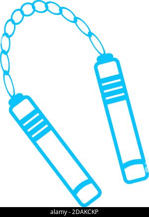 Nunchaku Waffe Symbol flach. Blaues Piktogramm auf weißem Hintergrund. Symbol für Vektorgrafik Stock Vektor