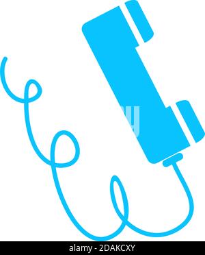 Telefonsymbol flach. Blaues Piktogramm auf weißem Hintergrund. Symbol für Vektorgrafik Stock Vektor