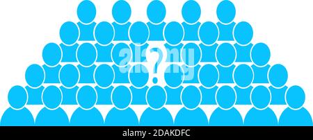 Personen Fragezeichen, Geschäftsleiter im Team Symbol flach. Blaues Piktogramm auf weißem Hintergrund. Symbol für Vektorgrafik Stock Vektor
