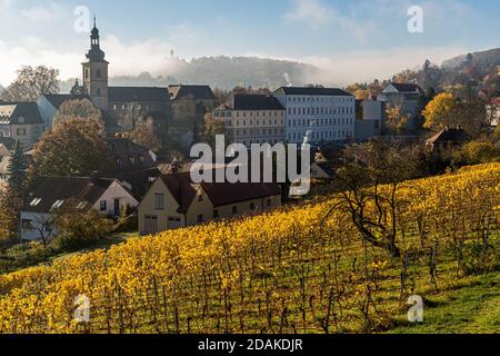 Die Altenburg mit ihrem markanten Turm steht auf einem Bergkegel am Rande der Steigerwaldhöhe. Das Schloss war von 1305 bis 1553 Residenz der Bamberger Fürstbischöfe. Bamberg, Deutschland Stockfoto