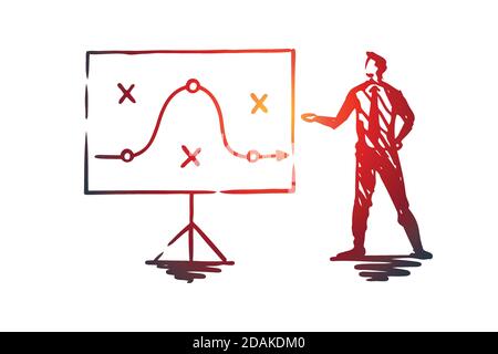 Plan, Strategie, Marketing, Projekt, taktisches Konzept. Von Hand gezeichneter isolierter Vektor. Stock Vektor