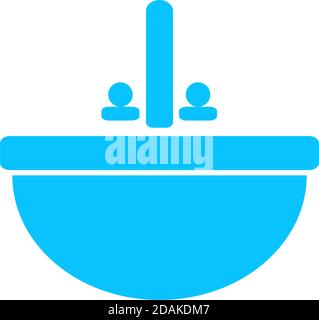 Waschbecken Symbol flach. Blaues Piktogramm auf weißem Hintergrund. Symbol für Vektorgrafik Stock Vektor