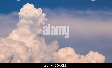 Schön entwickelte Säule einer massiven Wolke (cumulus congestus oder hoch aufragender Cumulus) Stockfoto
