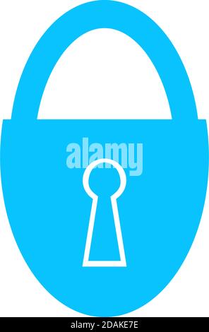 Symbol für Vorhängeschloss flach. Blaues Piktogramm auf weißem Hintergrund. Symbol für Vektorgrafik Stock Vektor