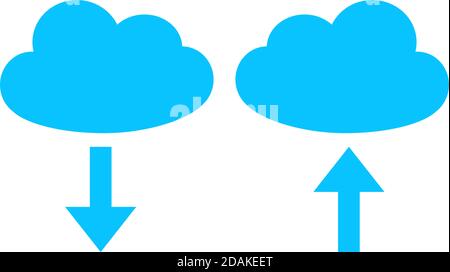 Cloud-Download und Upload-Symbol flach. Blaues Piktogramm auf weißem Hintergrund. Symbol für Vektorgrafik Stock Vektor