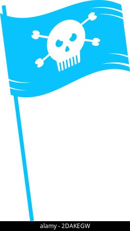 Pirate Flag Symbol flach. Blaues Piktogramm auf weißem Hintergrund. Symbol für Vektorgrafik Stock Vektor