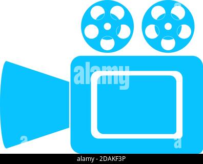 Kinokamera Symbol flach. Blaues Piktogramm auf weißem Hintergrund. Symbol für Vektorgrafik Stock Vektor