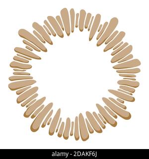 Abstraktes Rundmäander, kreisförmiges geometrisches Ornament aus Steinen. Dekoratives Muster isoliert auf weißem Hintergrund. Für Text platzieren. Vektorfarbe. Stock Vektor