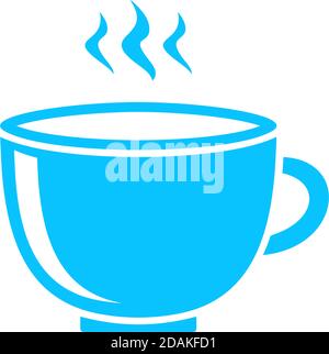 Symbol für Kaffeetasse flach. Blaues Piktogramm auf weißem Hintergrund. Symbol für Vektorgrafik Stock Vektor