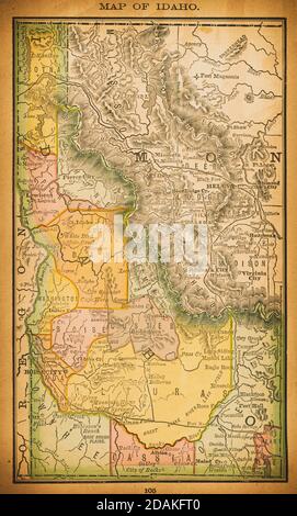 Karte von Idaho aus dem 19. Jahrhundert. Veröffentlicht im New Dollar Atlas of the United States and Dominion of Canada. (Rand McNally & Co's, Chicago, 1884). Stockfoto