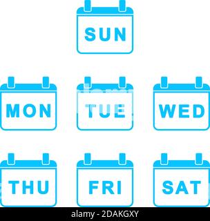Kalendersymbol für jeden Tag. Blaues Piktogramm auf weißem Hintergrund. Symbol für Vektorgrafik Stock Vektor