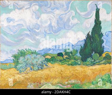 Ein Weizenfeld mit Zypressen, 1889. Öl auf Leinwand, 72,1 x 90,9 cm NG3861. MUSEUM: NATIONALGALERIE, LONDRES, UK. AUTOR: VINCENT VAN GOGH. Stockfoto