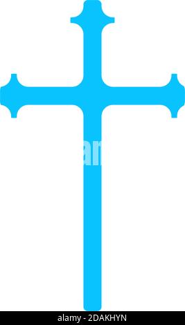 Religion Kreuz Symbol flach. Blaues Piktogramm auf weißem Hintergrund. Symbol für Vektorgrafik Stock Vektor