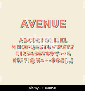 Avenue vintage 3d Vektor Alphabet Set Stock Vektor