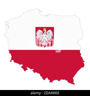 Polen-Karte auf weißem Hintergrund mit Beschneidungspfad Stockfoto