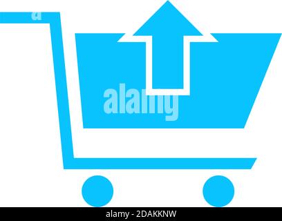 Warenkorb-Symbol flach entfernen. Blaues Piktogramm auf weißem Hintergrund. Symbol für Vektorgrafik Stock Vektor