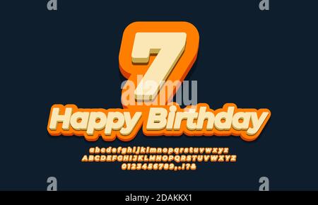 Nummer sieben Jahr Feier Geburtstag Schriftart 3d orange Design Stock Vektor