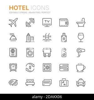 Sammlung von Hotel-Outline-Icons Stock Vektor