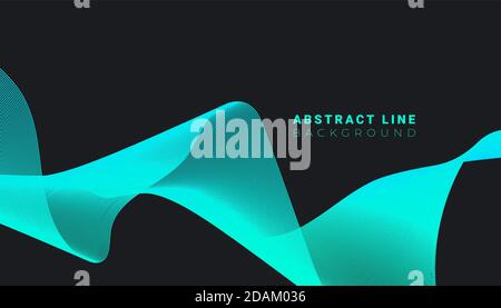 Abstrakte blaue Wellenlinien dynamisch fließenden isoliert auf schwarzem Hintergrund. Vektorgrafik Design-Element Stock Vektor