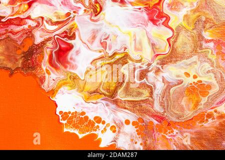 Leuchtendes Orange fließende Kunst abstrakter Hintergrund. Florales Design Stockfoto