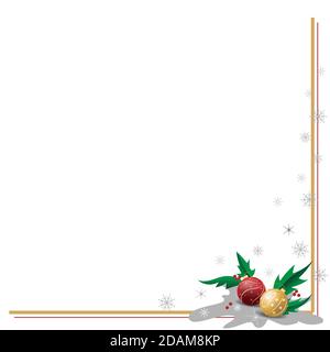 weihnachtsecke mit Kugeln und Padub Dekoration Rahmen Stock Vektor