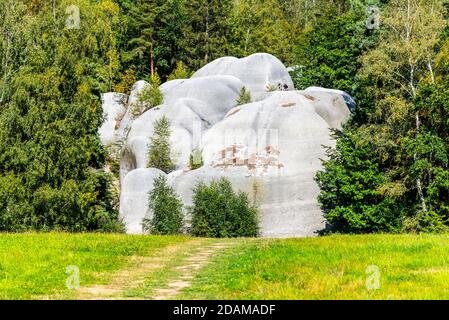 Elephant Sandstone Rocks, Sloni kameny, bei Jitrava im Lausitzer Gebirge, Tschechische Republik Stockfoto