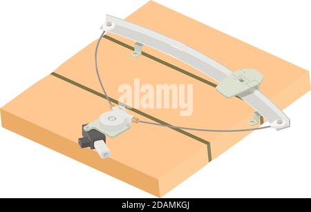 Fensterhebersymbol. Isometrische Darstellung des Vektorsymbols für Fensterregler für Web Stock Vektor