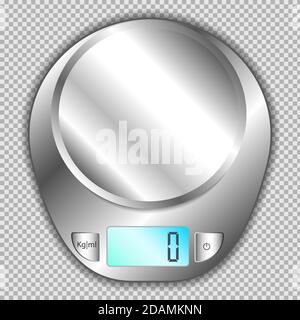 Küche elektronische Waage Draufsicht. Isoliertes Vektorobjekt auf transparentem Hintergrund. Stock Vektor