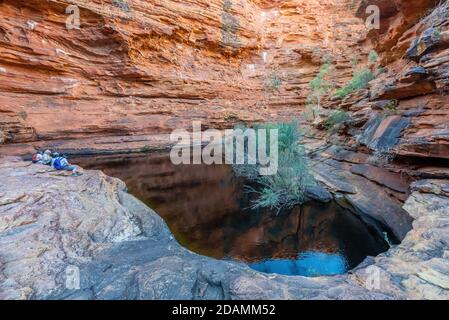 Die abgelegene Trockenlandschaft im Kings Canyon, Northern Territory, Australien Stockfoto