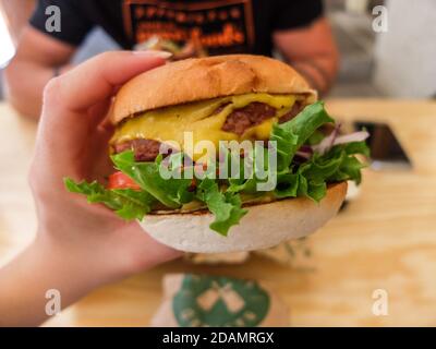 Köstliche vegane Burger Stockfoto