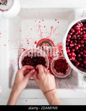 Kirsche, Cerries, Herstellung von charry Marmelade Stockfoto