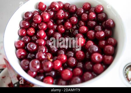 Kirsche, Cerries, Herstellung von charry Marmelade Stockfoto