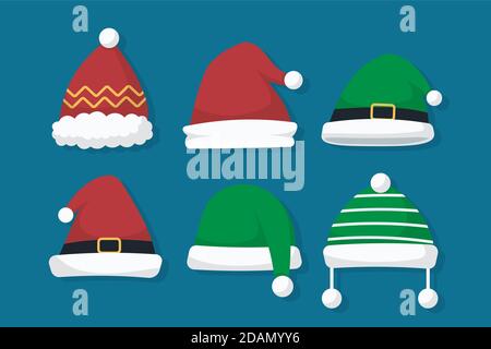 Flat santa Hut Set Illustration Vektor Stock Vektor