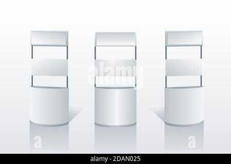 Realistische Förderung Counter Tisch Sammlung Vektor-Illustration Stock Vektor